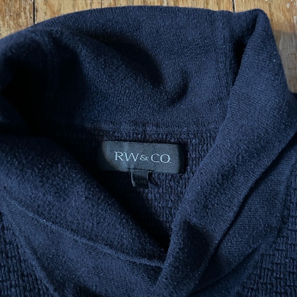 RW & CO Shawl-Collar Navy Sweater - Picture 3 of 4